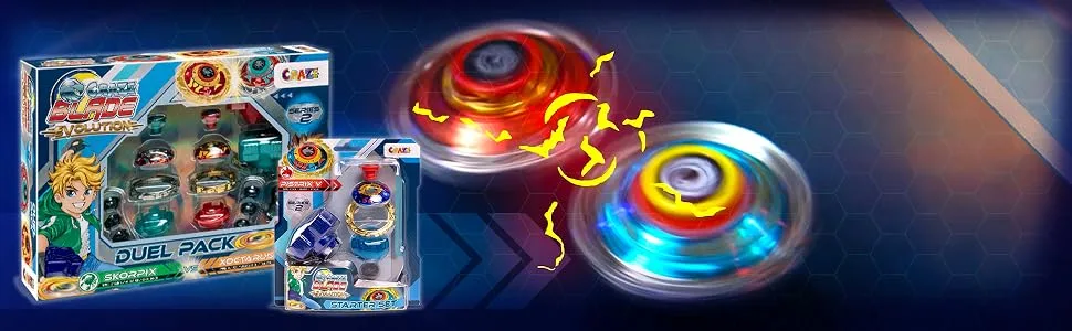 CRAZE Blade Battle Top - Starter Set Evolution Xyrox - Metal Spinning Top very robust with Launcher & Ripcord - blade
