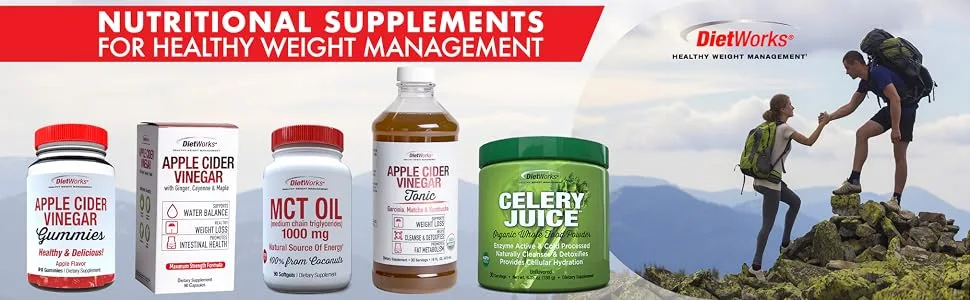 DietWorks Apple Cider Vinegar Gummies Apple Flavor 60 Gummies - apple cider vinegar gummies