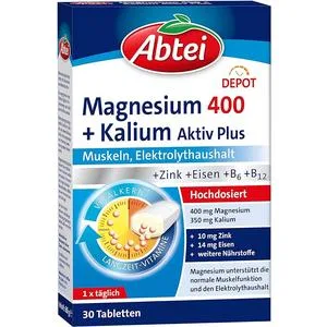 Abbey magnesium 400 + potassium active plus - high -dose for active muscles and the electrolyte balance - with a depot effect - laboratory test vegan - 30 tablets new - product information 2