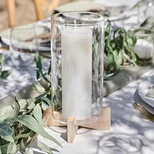 Ginger Ray candle holder glass decoration including wooden base for wedding & party wooden candle holder - SW-813
