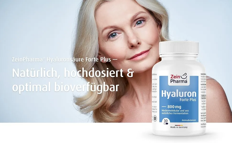 ZeinPharma Hyaluronic Acid Forte Plus Capsules 800 mg 500-700 kDa - 30 vegan capsules from natural fermentation - product information 2