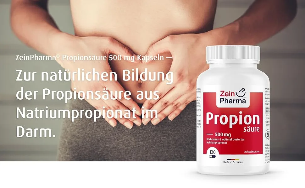 ZeinPharma propionic acid 500mg 120 capsules - sodium propionate pure and in optimal dosage intestinal flora capsules dietary supplements vegan laboratory test - product information 2