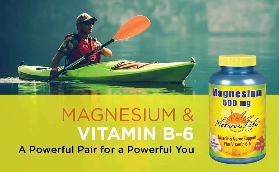 Nature's Life Magnesium Plus Vitamin B-6 500 mg 180 Vegetarian Capsules - Nature