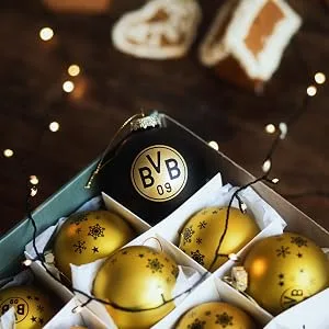 Borussia Dortmund BVB Christmas tree balls (set of 4) Christmas decoration yellow one size single - BVB Weihnachtskugeln, Borussia Dortmund Christbaumkugeln