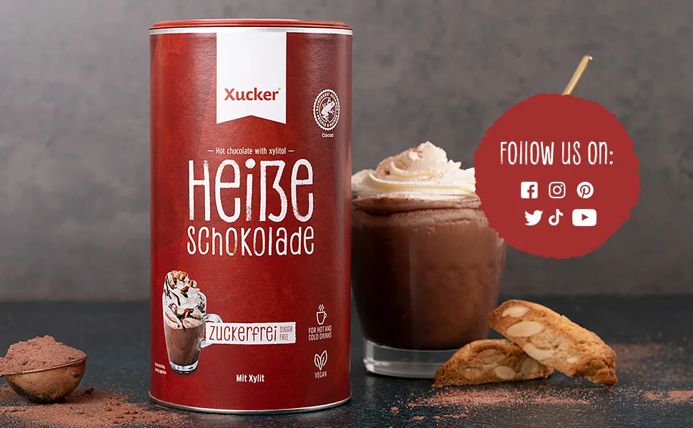 Xucker hot chocolate without sugar - delicious drinking chocolate with birch sugar I sugar -free chocolate for drinking i hot or cold edible i 800g single - heiße Schokolade