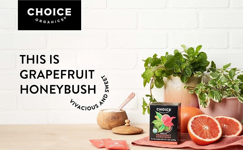Choice Organic Teas Herbal Tea Grapefruit Honeybush Caffeine Free 16 Tea Bags 1.02 oz (29 g) - choice organics grapefruit honeybush herbal tea