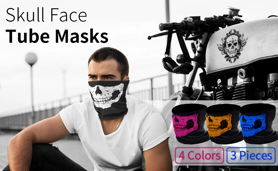 eBoot tube face mask for motorcycle skull print 3 pieces - product information 2
