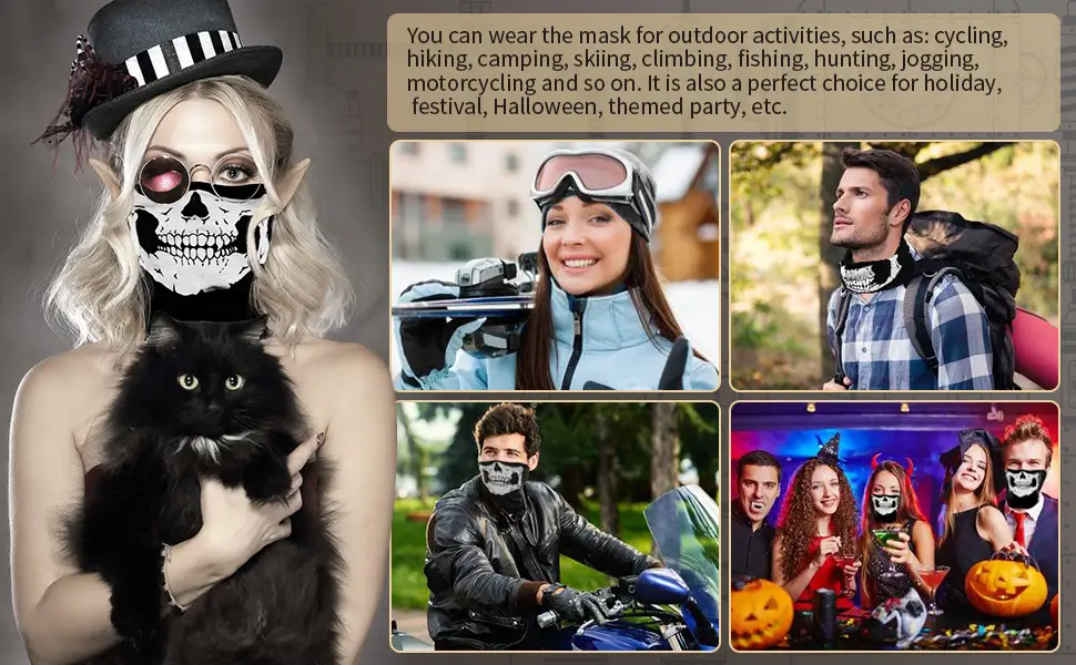 eBoot tube face mask for motorcycle skull print 3 pieces - product information 6