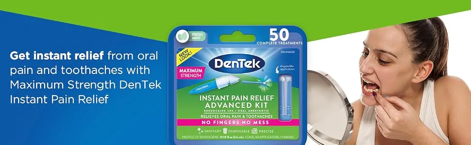 DenTek Instant Pain Relief Maximum Strength Clean Mint 1 Kit - Get instant relief from oral pain and toothaches with Maximum Strength