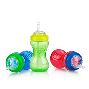 Nuby No Spill FlexStraw Cups 12+Months Neutral 3 Pack 10 oz (300 ml) Each - Boys assortment