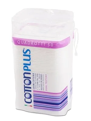 Cotton Plus Quadrotti cotton pads 100% hydrophilic cotton double texture 50 pads - 50 Stück Cotton Plus