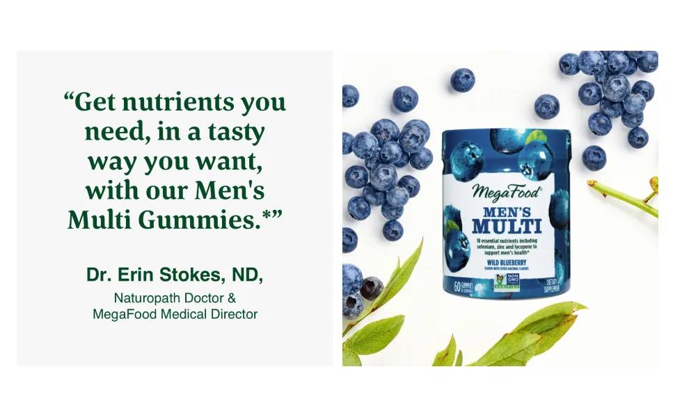 MegaFood Men's Multi Wild Blueberry  60 Gummies - product information 2