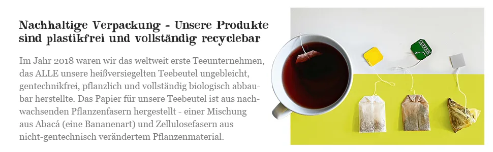 Cupper Organic Fruit Tea Apple and Cinnamon 20 bags 40 g - Verpackung Ungebleichte Teebeutel Plastikfrei abbaubar Papier