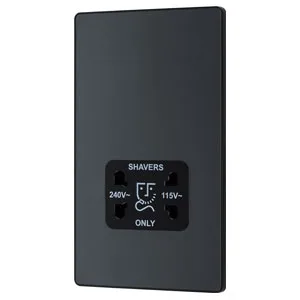 BG Evolve Shaver Socket Matt Black 115/240 V - evolve, Beschläge, Elektrik,elektrisch,dekorativ,modern,Interieur,Luceco