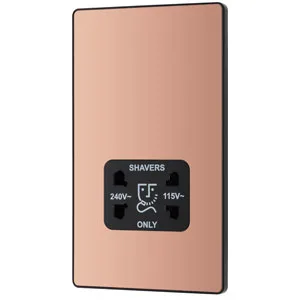 BG Evolve Shaver Socket Polished Copper Black 115/240 V - evolve, Beschläge, Elektrik,elektrisch,dekorativ,modern,Interieur,Luceco