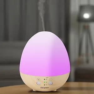 BEPER P205DIF001 Diffusor for essential oils aroma diffuser 5W ultrasound technology 7-colored LED light permanent mode selectable timer white/wood effect wood look PEQUE o timer clock - B092QXCQ8K