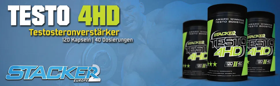 Stacker2 Testo-4HD Testosterone Production Testosterone Fitness Diet Muscles Bodybuilding 120 Capsules - muskel
