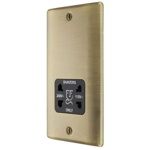 BG Electrical 115 and 240 volt shaver socket dual voltage antique brass with black insert - bg Elektro, Elektrik, Elektrik, Rasiersteckdose