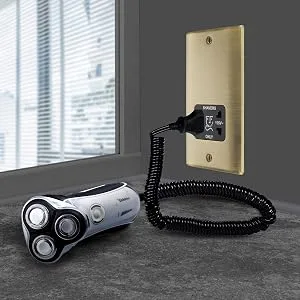 BG Electrical 115 and 240 volt shaver socket dual voltage antique brass with black insert - bg Elektro, Elektrik, Elektrik, Rasiersteckdose