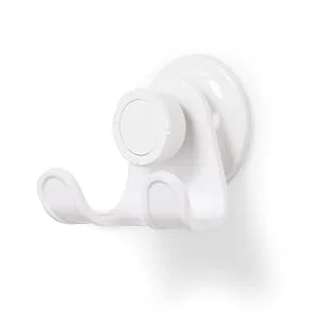 Umbra flex double shower hook with gel closure technology-double holder for luffa sponge shower brush washcloths razors and more (without drilling rust-free) white - product information 2