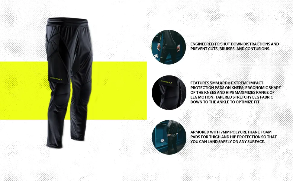 Storelli ExoShield goalkeeper pants | Fully padded football pants | High quality hip and knee protection | M Black - Storelli