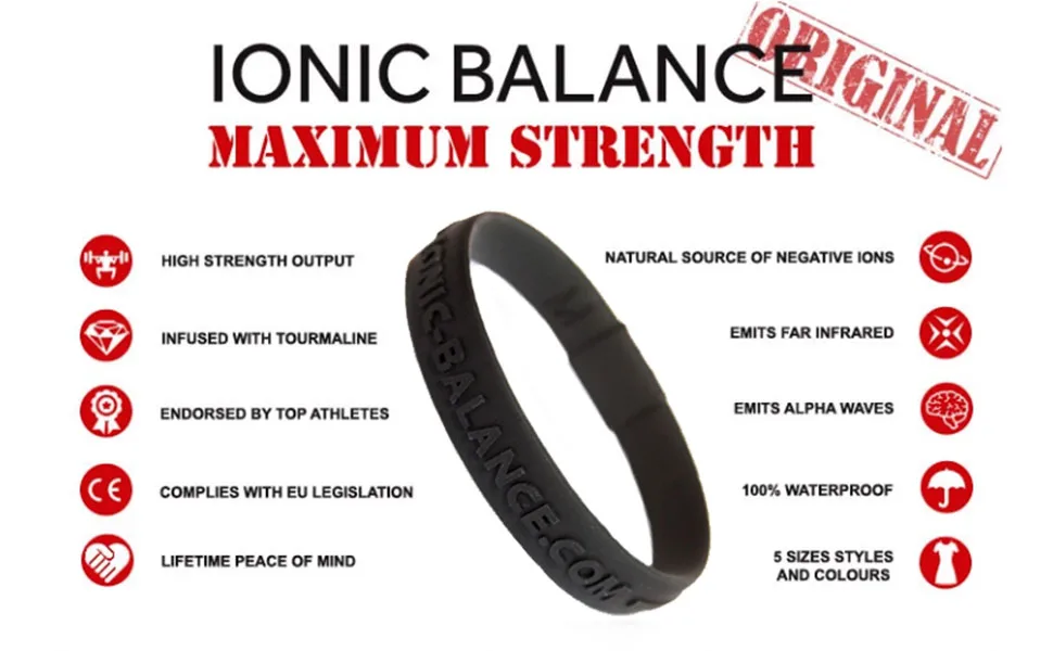 Ionic Balance Band from the Genuine Core Series Black Large - 20.5 cm/8.1 inches - Ionic Balance Core Series