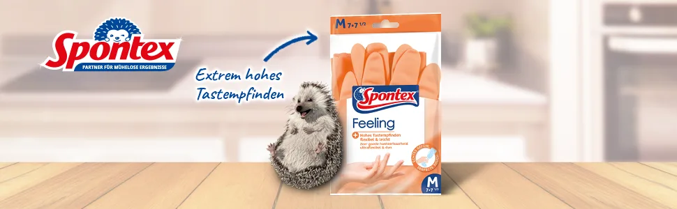 Spontex feeling household gloves 18 pairs for all sensitive plaster and maintenance work in the household high tleing size L (18 x 1 pair) l (18 pairs) - Header