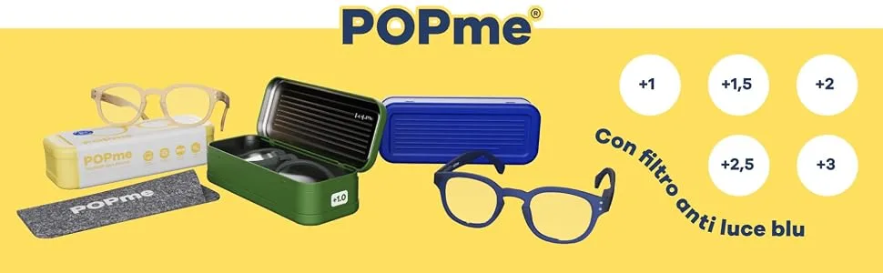 Popme Unisex Ocean Blue Reading Glasses with Blue Lenses for Presbyopia Blue Light Filter 2 Diopters One Size - POPme Lesebrille