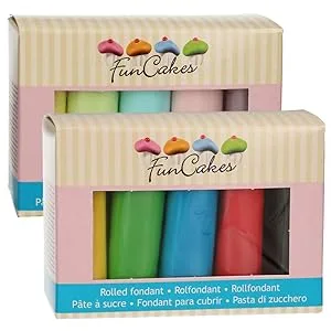 Funcakes roll fondant Elegant Ivory: easy to use smooth flexible soft and flexible perfect for decorating cakes halal kosher and gluten -free.1 kg - FunCakes Multipack Fondant