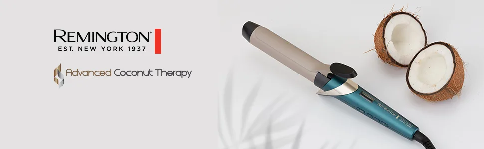 curling iron Large curls 32mm Coconut Therapy Digital (high-quality ceramic coating enriched with coconut & UV filter integrated sensor) -LCD display up to 210 C gentle waves CI8648 curling iron 32mm single - banner