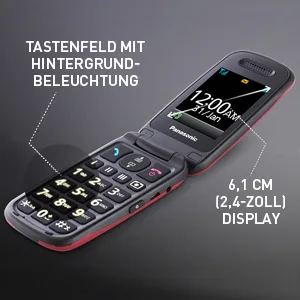 Panasonic KX-TU446EXB Senior cell phone to open without a contract (SOS emergency call button shockproof speech amplifier large separate keys large font and number display) Black Black Single - kx-tu446