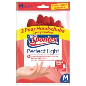 Spontex Perfect Light Household gloves ideal for all cleaning work from nature latex with anti-slip profile reliable protection size L 2 pairs - Packshot