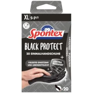 Spontex Black Protect 20 disposable nitrile gloves particularly tear-resistant and durable latex-free and powder-free size XL - Packshot