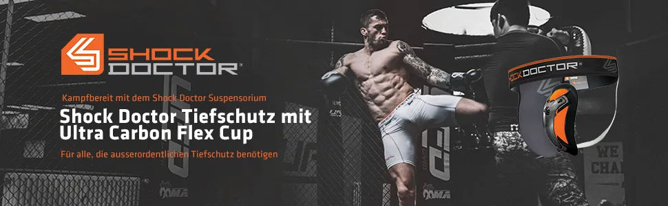 Shock Doctor Jockstrap with Carbon Flexcup 329 VAS1 VAS2 Grey L - Groin Protector Groin Guard + MMA + Martial Arts + Boxing + Fightsport