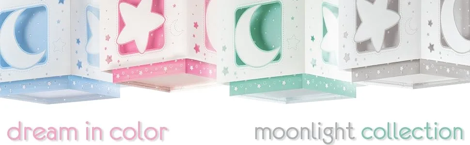 Dalber Fluorescent Hanging Lamp Moon and Star Grey 63232E - kinderlampen Sterne
