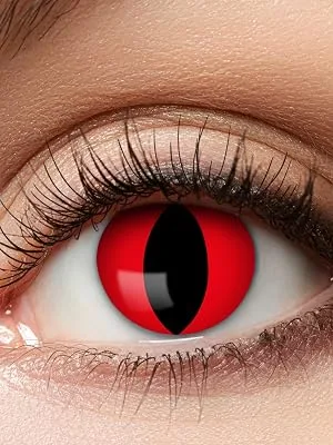 Eyecatcher 84063141-594 - Colored contact lenses 1 pair for 12 months red carnival Mardi Gras Halloween red cat - Jahreslinsen