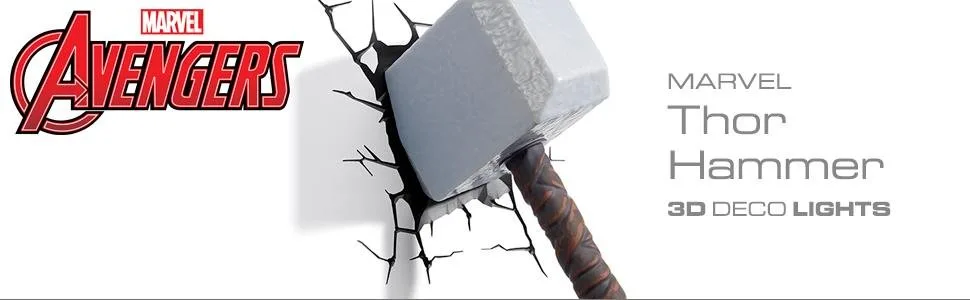 Disney Marvel Avengers Thor Hammer Wall Light Plastic Multi-Colour Design - product information 1