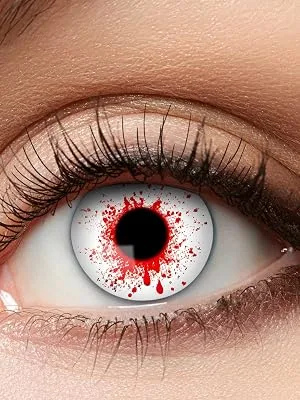 Eyecatcher 84080341-796 - Colored contact lenses 1 pair for 12 months white carnival Mardi Gras Halloween Bloodshot 3 - Jahreslinsen