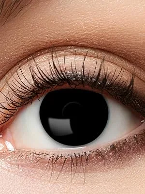 Eyecatcher 84063141-595 - Colored contact lenses 1 pair for 12 months black Halloween carnival Mardi Gras black witch - Jahreslinsen