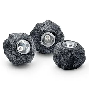Pontec 87585 Pondostar Led Rocklight Set 3 - Black attractive rock light set in timeless slate optics / underwater lighting - Rocklight