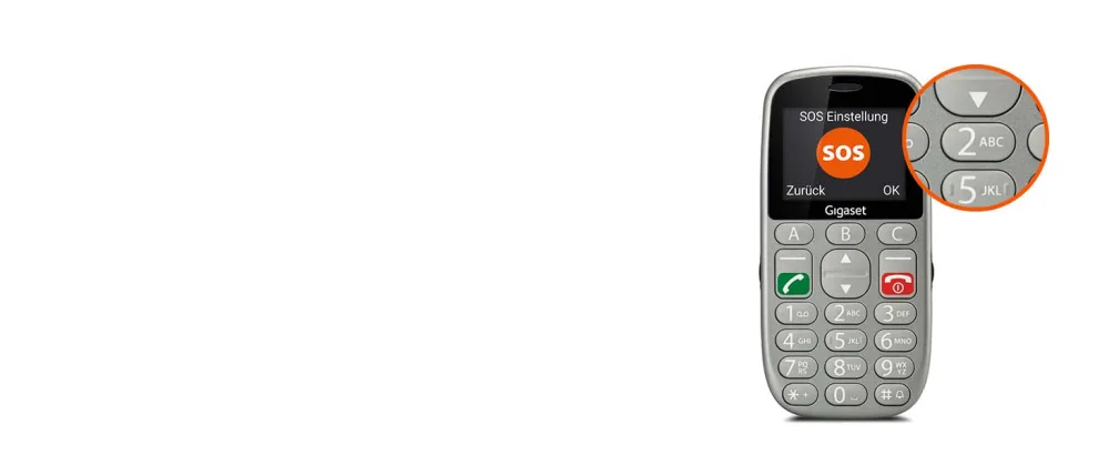 Gigaset GL390 GSM - Seniors Mobile phone with SOS emergency call button - Large 2.2 inch color display - simple operation with extra large single keys - compact mobile phone without a contract titanium silver Titan silver - GL390