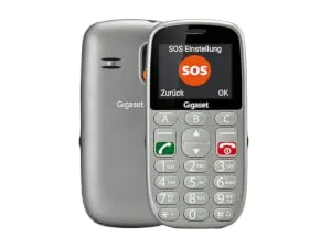 Gigaset GL390 GSM - Seniors Mobile phone with SOS emergency call button - Large 2.2 inch color display - simple operation with extra large single keys - compact mobile phone without a contract titanium silver Titan silver - GL390