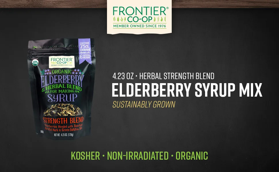 Frontier Co-op Organic Elderberry & Herbal Blend For Making Syrup Strength Blend 4.23 oz (120 g) - Frontier Co-op Elderberry Syrup Kit 4.23oz