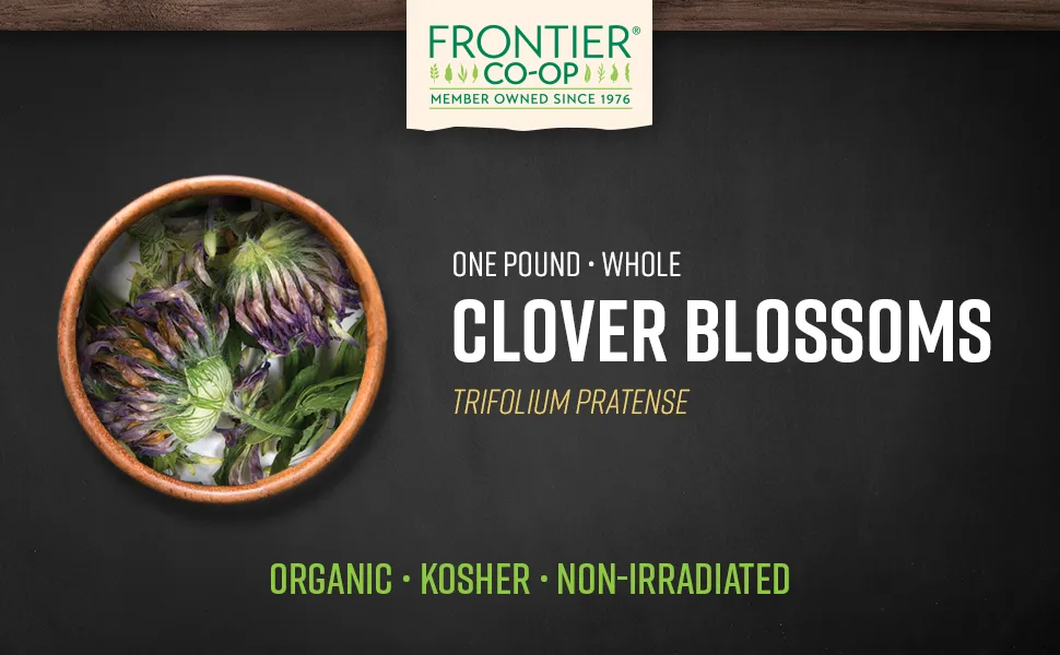 Frontier Co-op Organic Red Clover Blossoms 0.71 oz (20 g) - Frontier Co-op Red Clover Blossoms Whole, Organic, Kosher, Non-irradiated