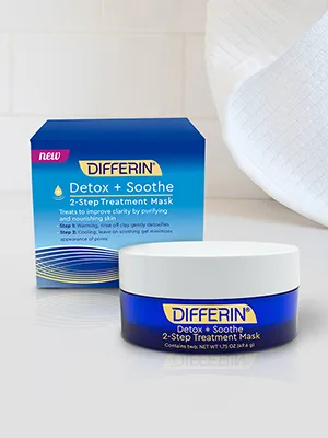 Differin Detox + Soothe 2-Step Treatment Beauty Mask 1.75 oz (49.6 g) - differin face skin mask clay gel