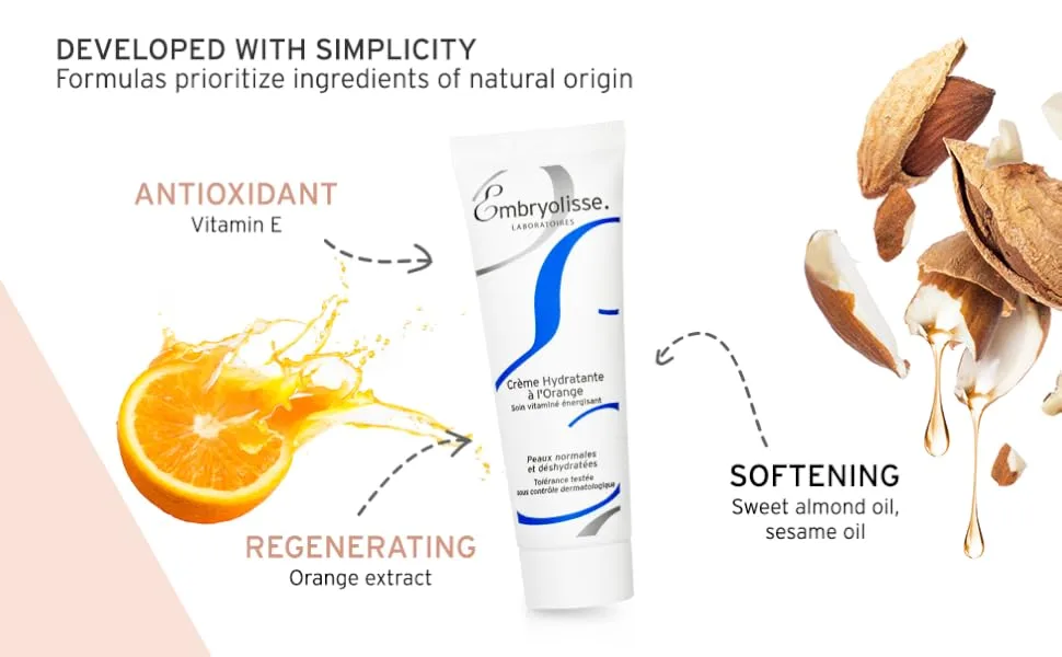 Embryolisse Hydra-Cream with Orange Extract Energizing Moisturizer 1.69 fl oz (50 ml) - Developed with Simplicity