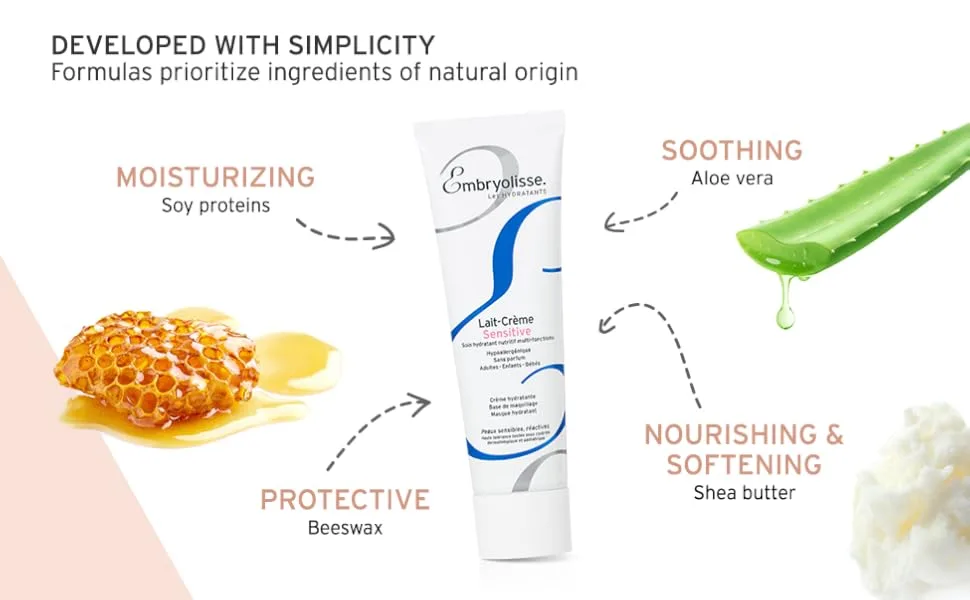 Embryolisse Multi-Function Nourishing Moisturizer Sensitive 3.38 fl oz (100 ml) - Developed with Simplicity