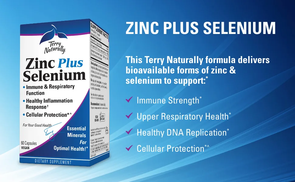 Terry Naturally Zinc Plus Selenium 60 Vegan Capsules - Terry Naturally