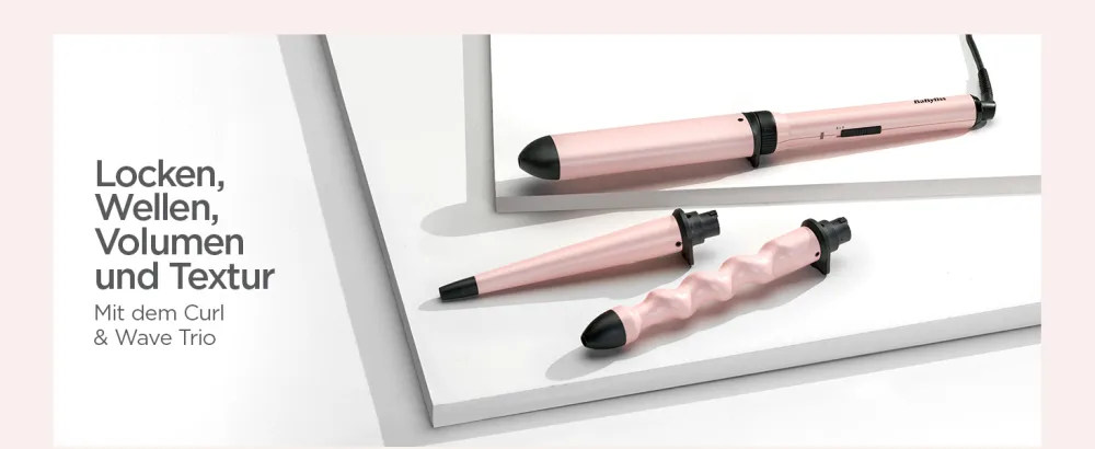 Babyliss curl and wave trio multi -style professional curling iron with 3 attachments for curls waves and beach waves soft pink ms750e new black/pink - MS750E