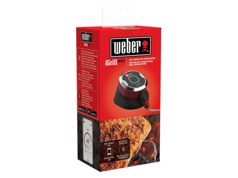 Weber Igrill Mini - Intelligent meat thermometer with Bluetooth including antennae control by smartphone app magnetic holder on the housing space -saving (7220) grill thermometer - iGrillmini